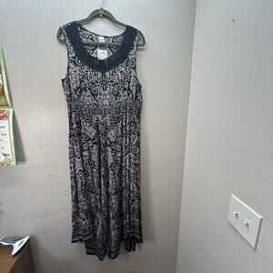 Bila Women’s‎ Plus Floral Sleeveless Boho Handkerchief Midi Maxi Dress Black XXL